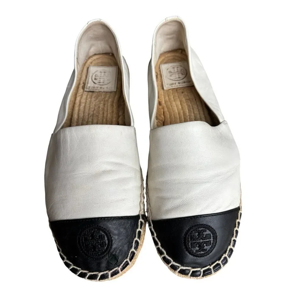 Tory Burch color-block cap-toe nappa leather espadrilles, women’s size 8